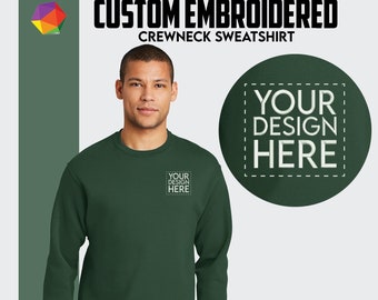 Jerzees® Custom Crewneck Sweatshirt, Customized Unisex Sweatshirt, Personalized Crewneck, Custom Embroidery, Personalized Gift Fall Clothing