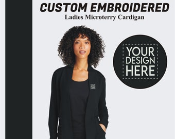 Custom Port Authority® Women Pocket Cardigan Sweater Custom Embroidered Ladies Microterry Cardigan Personalized Logo Cardigan Fall Clothing