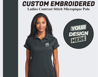 Custom Women's Polo, Embroidered Polo Tshirt, Dri Mesh Womens Polo T-Shirt, Business Logo Shirt for Ladies, Gift For Her, Real Estate Tshirt