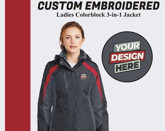 Custom Rain Jacket, Custom Womens  3-in-1 Jacket, Custom Embroidery, Personalized Logo Monogrammed Jacket, Personalized Full-Zip Jacket