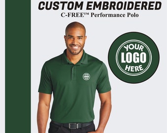 Port Authority® Custom Embroidered Polo Tee Shirt Performance Polo Collared Shirt Business Polo T-Shirt Personalized Gift Men's Polo Tee