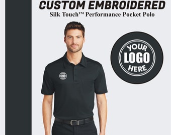 Custom Port Authority® Embroidered Men's Pocket Polo Tee, Performance Polo Tshirt, Mens Polo, Custom Polo, Personalized Gift, Business Polo