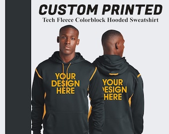 Sport-Tek® Colorblock Fleece Hooded Sweatshirt, Custom Hoodie, Hoodies And Sweatshirts, Print On Demand, Mens Winter Hoodie, Fall Hoodie,