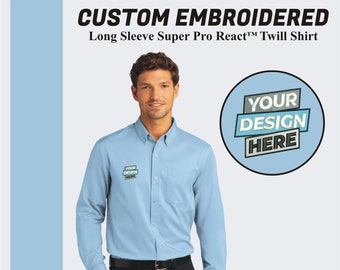 Custom Port Authority® Long Sleeve Shirt, Custom Embroidered Button Down Shirt, Personalized Business Logo Tee, Gift For Him, Birthday Gift