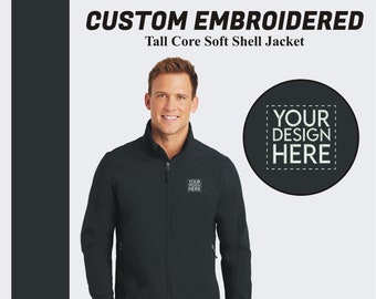Custom Embroidered Tall Jacket, Monogrammed Men Tall Soft Shell Jacket Custom Embroidery Logo Jacket Port Authority Windbreaker Rain Jacket