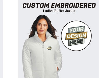 Custom Port Authority® Jacket Insulated Jacket Embroidered Full Zip Women's Puffer Jacket Waterproof Jacket Personalized Gift Rain Jacket