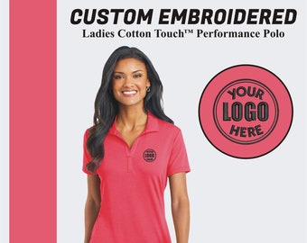 Custom Embroidered Women Polo Cotton Touch Performance Polo Y-Neck Polo Ladies Polo Shirt Custom Business Logo Shirt Collar Shirt
