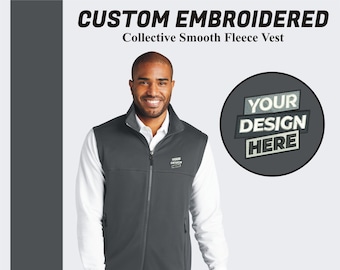 Port Authority® Custom Embroidered Vest Custom Fleece Vest Jacket Embroidery Logo Custom Men's Full Zip Vest Winter Vest Jacket Gift For Him
