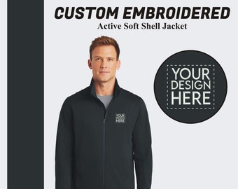 Custom Embroidered Full Zip Jacket Port Authority® Active Soft - Etsy