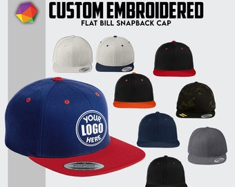 Custom Embroidered Hat Custom Flat Bill Hat Custom Baseball Cap Custom logo Hat Monogram Hat Custom Snapback Hat Customize Hats for Men