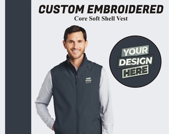 Custom Embroidered Vest Custom Core Soft Shell Vest Full Zip Up Vest for Men Custom Logo Embroidery Vest Wind Breaker Vest Monogrammed Vest