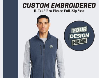 Men's Custom Fleece Full Zip Vest Custom Embroidered Vest Customize Logo Design Port Authority Vest Jacket Custom Logo Vest for Men (F228)