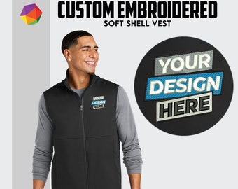 Custom Embroidered Vest Sport-Tek® Custom Soft Shell Vest Monogrammed Vest Custom Men's Vest Custom Embroidery Logo Vest Custom Gift For Him