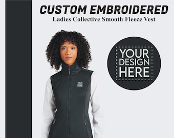 Port Authority® Custom Embroidered Vest Custom Smooth Fleece Vest Jacket Embroidery Logo Custom Women's Full Zip Vest Winter Vest Jacket