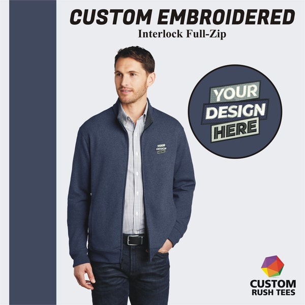 Custom Embroidered Full-Zip Jacket | Personalized Your Jacket With Your Logo/Design | Fall Apparel | Cadet Collar Jacket | Custom Jackets