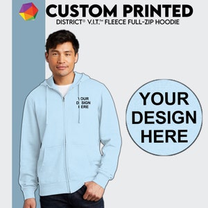 Custom District® Women's Fitted Jersey Full-Zip Hoodie Sweatshirt with Logo  