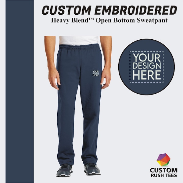 Custom Embroidered Gildan®  Open Bottom Sweatpant, Custom Sweatpant, Embroider Your Logo, Custom Embroidery, Baggy Sweatpant, Streetwear