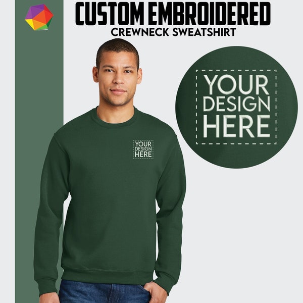 Jerzees® Custom Crewneck Sweatshirt, Customized Unisex Sweatshirt, Personalized Crewneck, Custom Embroidery, Personalized Gift Fall Clothing