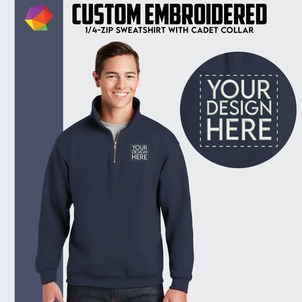 Jerzees® Custom Embroidered 1/4 Zip Custom Quarter Zip Sweatshirt Monogram Sweatshirt Custom Logo Pullover Personalized Logo Fall Clothing