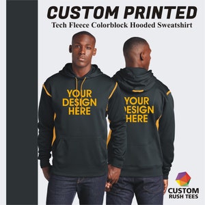 Sport tek Colorblock Fleece Hooded Sweatshirt Custom Hoodie Hoodies and Sweatshirts Print on Demand Mens Winter Hoodie Fall Hoodie Etsy