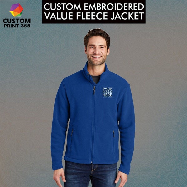 Custom Embroidered Jacket Port Authority® Men Fleece Jacket Custom Jacket Monogram Jacket Custom Logo Jacket Plus Size Jacket Fall Clothing