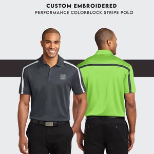 Custom Embroidered Men&#39;s Polo Shirt Port Authority® Posi Charge Competitor Polo Embroidery Polo Performance Stripe Polo Golf Shirts