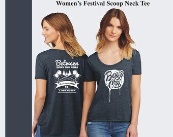 BOHEMIAN SEOUL】BOHEMSEO FUNKY SCOOP NECK TEE SCRIBBLE