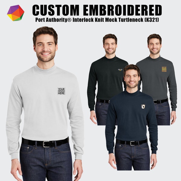 Custom Embroidered Sweatshirt, Custom Fitted Turtleneck Sweater, Add Your Logo, Monogramed Sweatshirt, Custom Men Pullover, Customized Gift