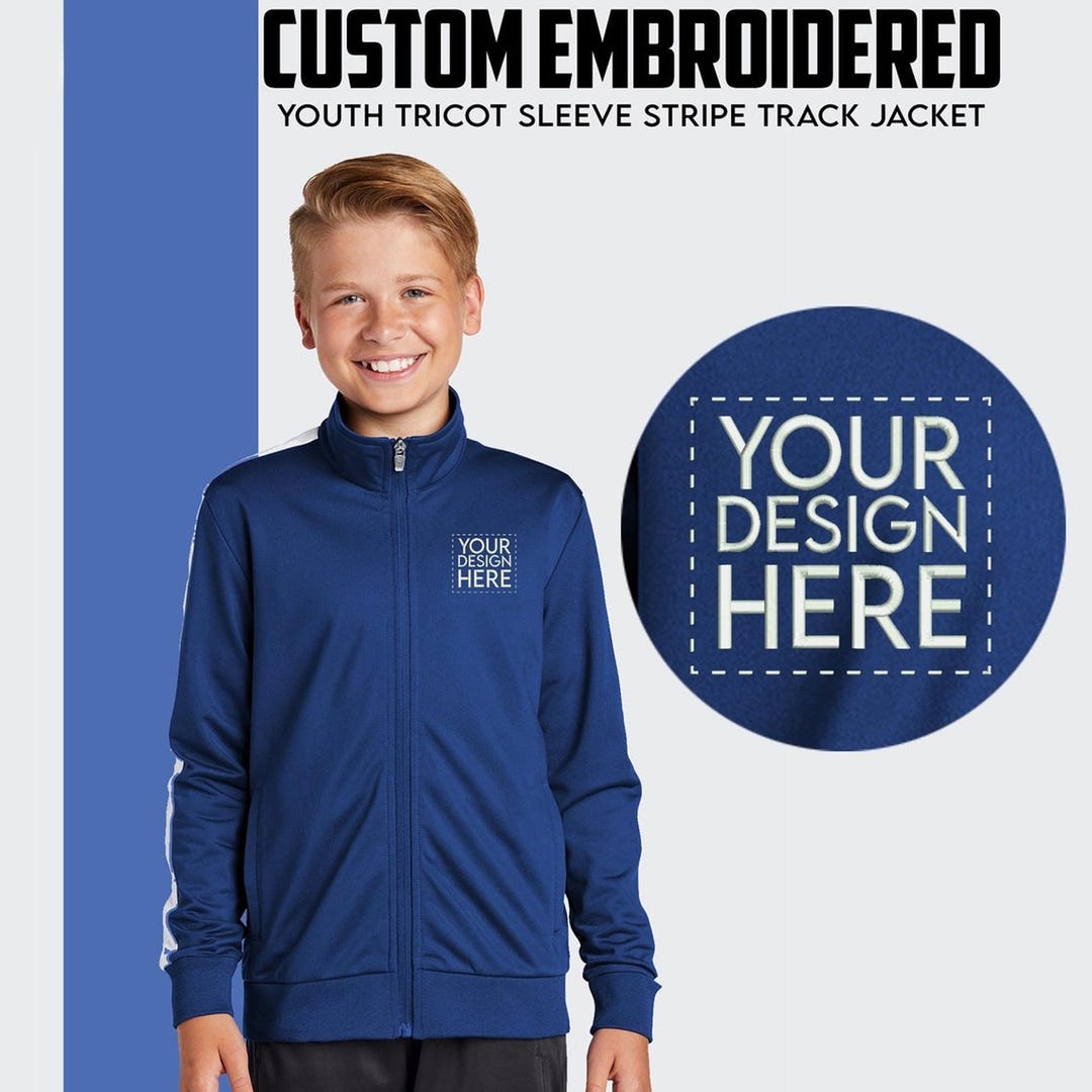Custom Embroidered Youth Track Jacket: Personalized Full Zip