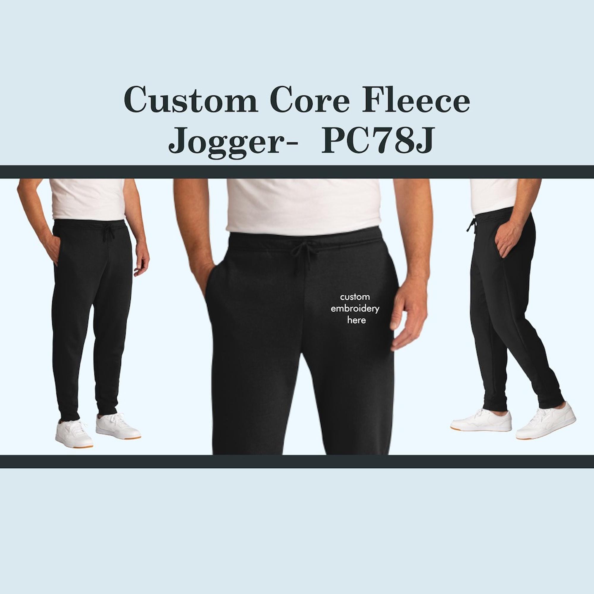 Port Company Core Fleece Jogger Custom Embroidered Jogger Pants Personalized Embroidery Logo Customize Sweatpants Gift for Him Etsy