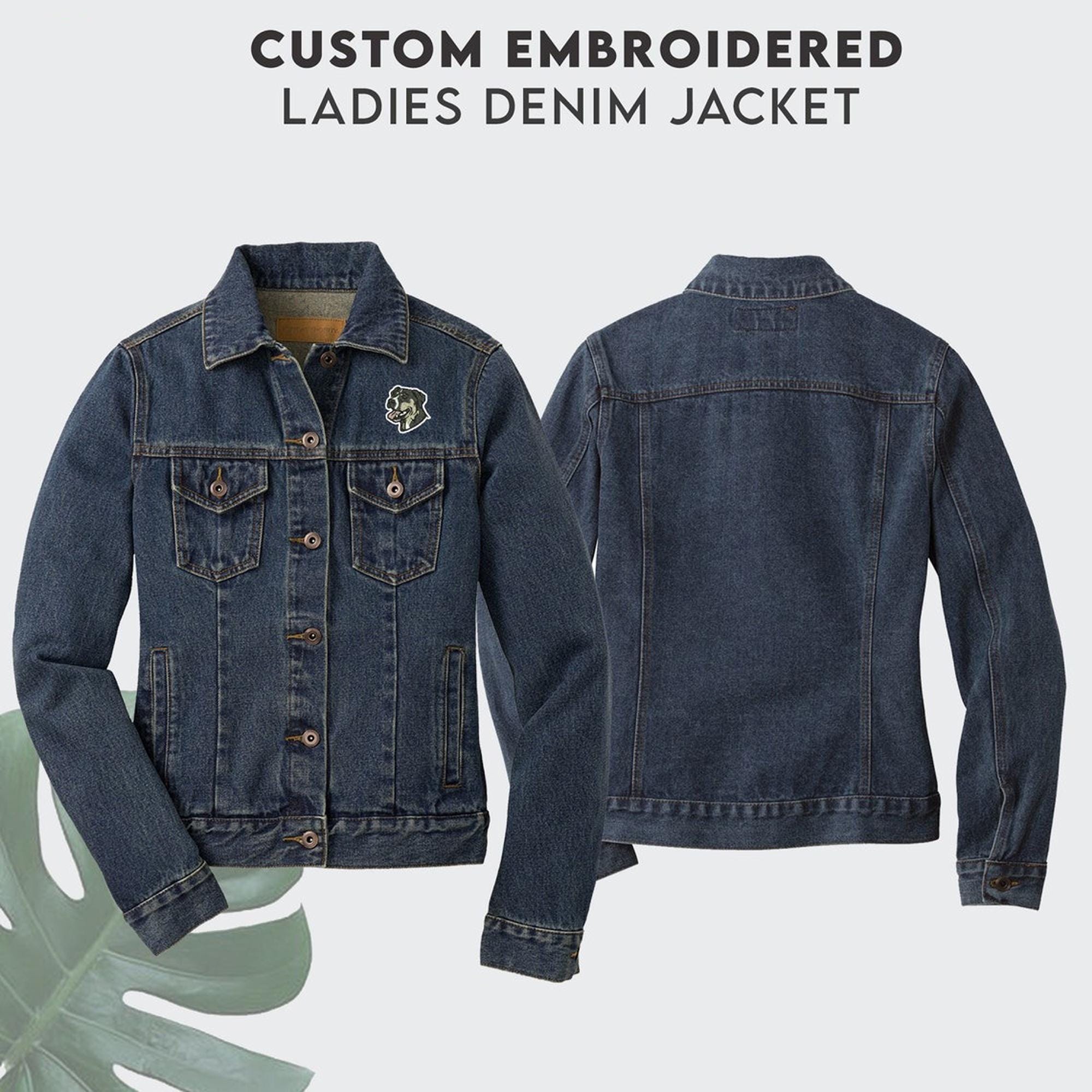 Custom Embroidered Ladies Jean Jacket, Personalized Denim