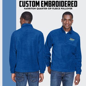 Custom Embroidered Quarter-Zip Fleece Pullover: Business Logo Cadet Collar