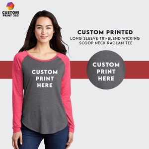 Custom Printing Long Sleeve T-Shirt Women Tee Customized Logo Design Raglan T shirt Ladies Baseball Tee Print On Demand Sport-Tek®