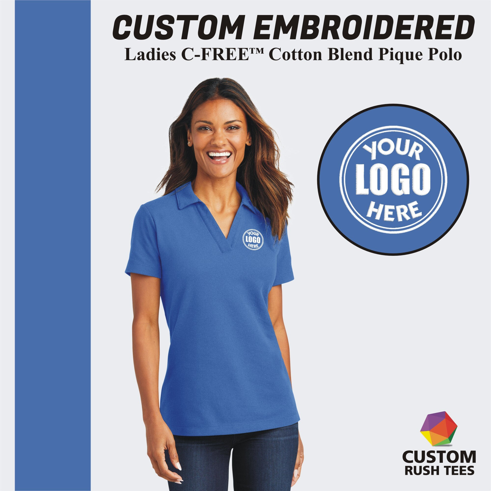 Port Authority Custom Women s V neck Polo Shirt Custom Cotton Blend Pique Polo Custom Embroidery Logo Shirt for Ladies Gift for Her Etsy
