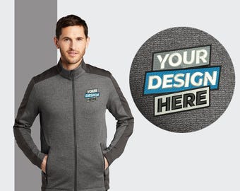 Custom Embroidered Grid Fleece Jacket: Full Zip Monogrammed Winter Coat
