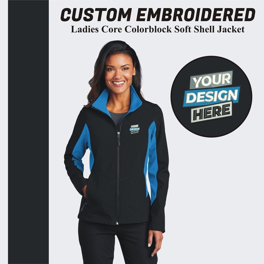 Women's Colorblock Soft Shell Jacket: Custom Embroidered Logo - Etsy