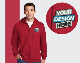 Hanes Custom Embroidered Full-Zip Hoodie: Personalized Cotton Blend