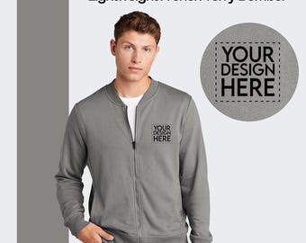 Custom Embroidered French Terry Bomber Jacket: Monogram Logo