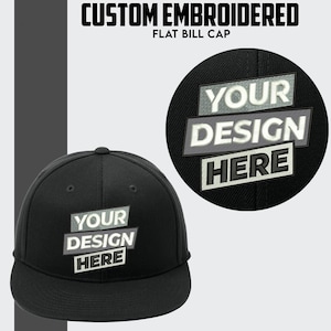 Custom Flexfit 210® Flat Bill Hat Custom Embroidered Hat Custom Fitted Hat Custom Baseball Cap Custom logo Hat Personalized Hats for Men