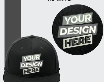 Custom Flexfit 210® Flat Bill Hat Custom Embroidered Hat Custom Fitted Hat Custom Baseball Cap Custom logo Hat Personalized Hats for Men