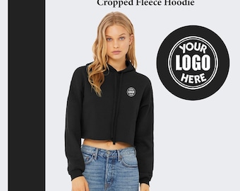 Custom Embroidered Crop Top Hoodie: BELLA+CANVAS Fleece Sweatshirt