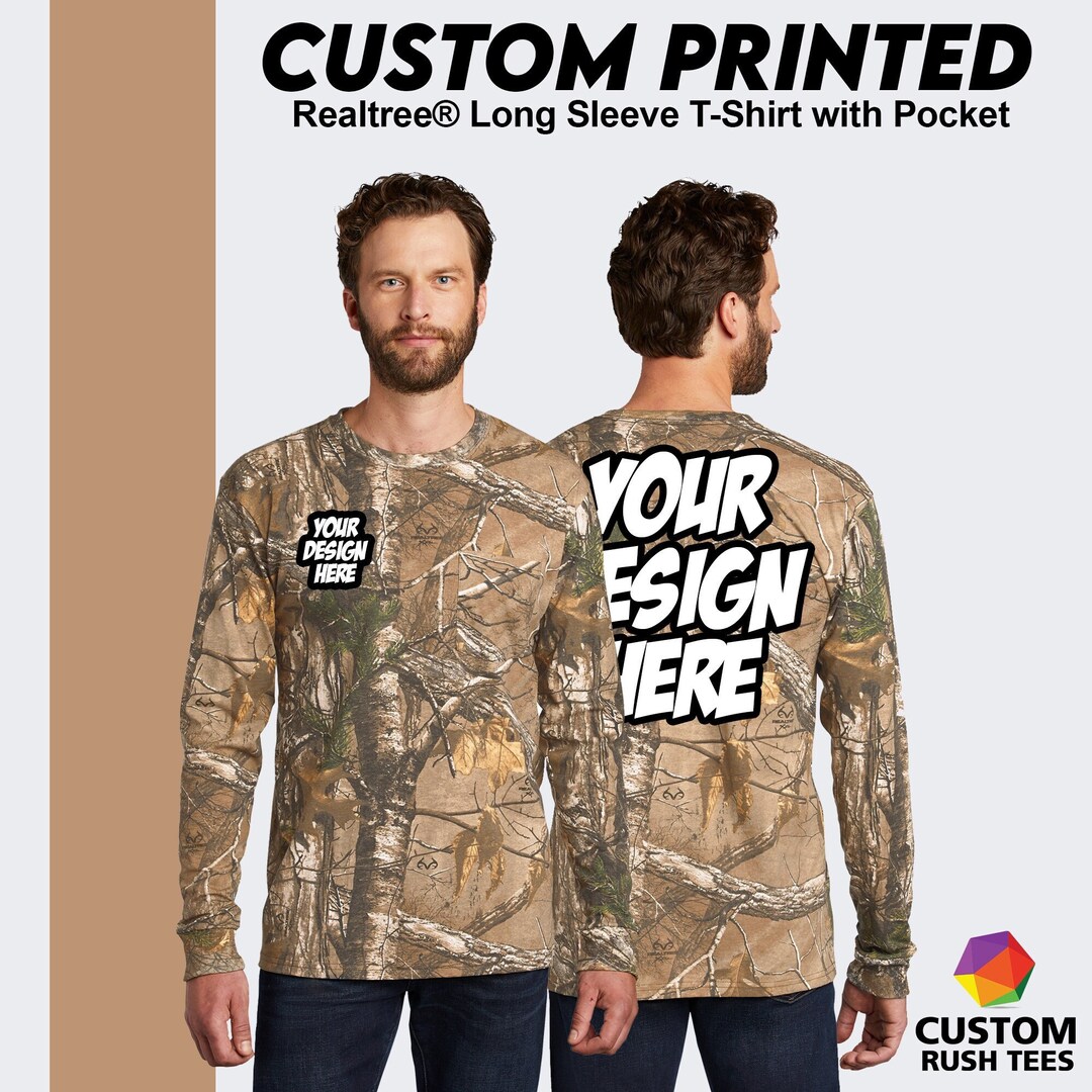 Realtree® 100 Cotton Long Sleeve Pocket Tshirt, Custom Long Sleeve