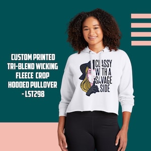 Sport-Tek ® Custom Crop Hooded Pullover, Women Cropped Top, Personalized Crop Hoodie, Add Your Design, Custom Printing, Gift For Her, LST298