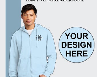 Custom Zip Up Hoodie, Customized Logo & Back on Zipper Hoodie, Custom Printed Zip Up Hoodie, Print On Demand Hoodies, Men's Zip Up Hoodie