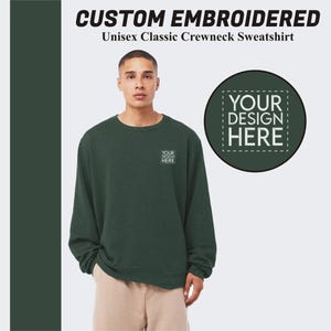 Custom Embroidered Logo Sweatshirt: Unisex Crewneck, Trendy Oversized Fit