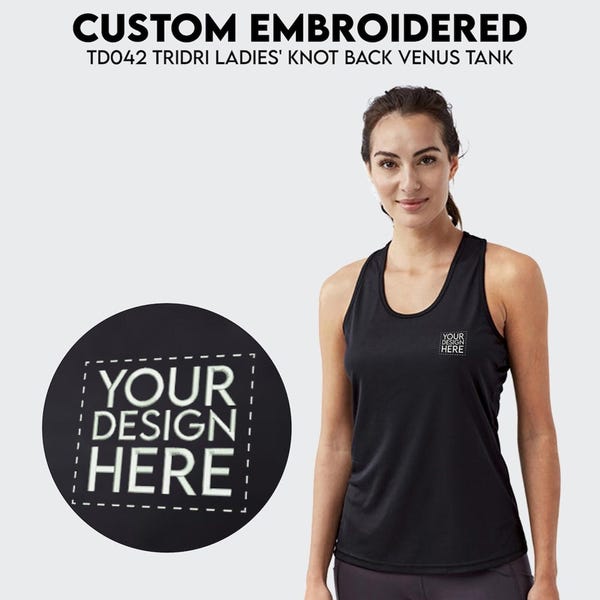 Custom Embroidered Racerback Tank Top: Ladies' Knot Back