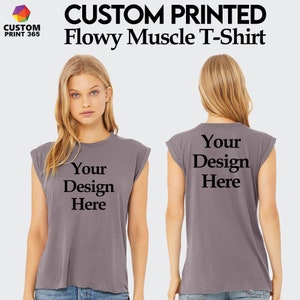 Women Custom Sleeveless T-Shirt, Rolled Cuff Muscle T-Shirt, Custom Text Shirt, Women's Summer Shirt, Customize Tshirt, Gift For Her, BC8804