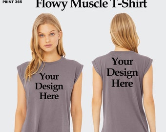 Women Custom Sleeveless T-Shirt, Rolled Cuff Muscle T-Shirt, Custom Text Shirt, Women's Summer Shirt, Customize Tshirt, Gift For Her, BC8804