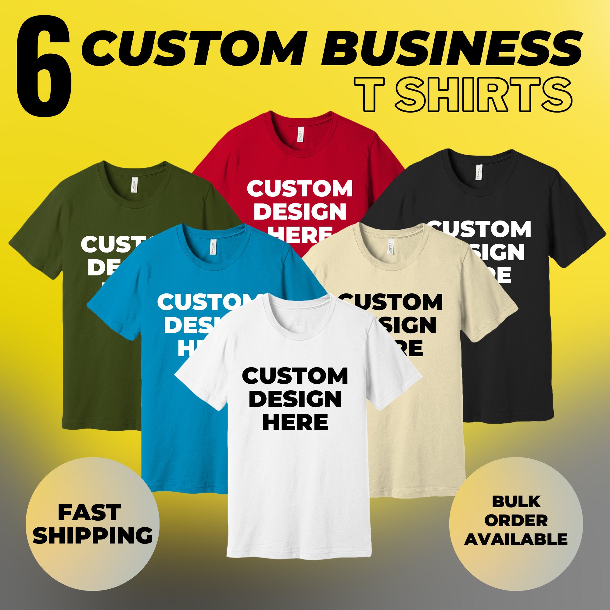 TSSCustomPrinting Custom Business Log Unisex T Shirt Customized Design Pack of 6 Shirt Combo Family Shirt Design Your Shirt Words On Back Xmas Gift Tee