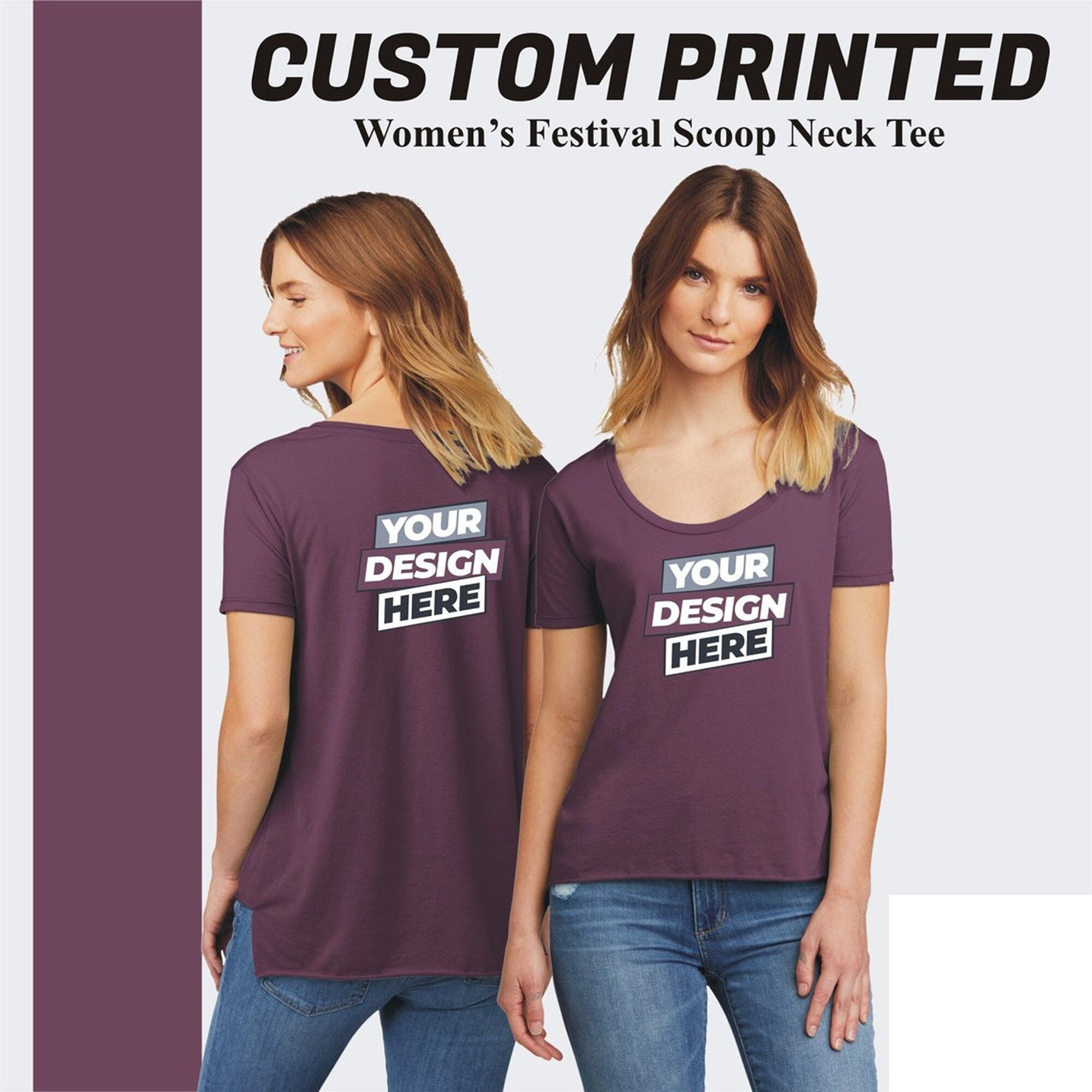 Custom Scoop Neck T-shirt, Open Neck Tee, Women Scoop Neck